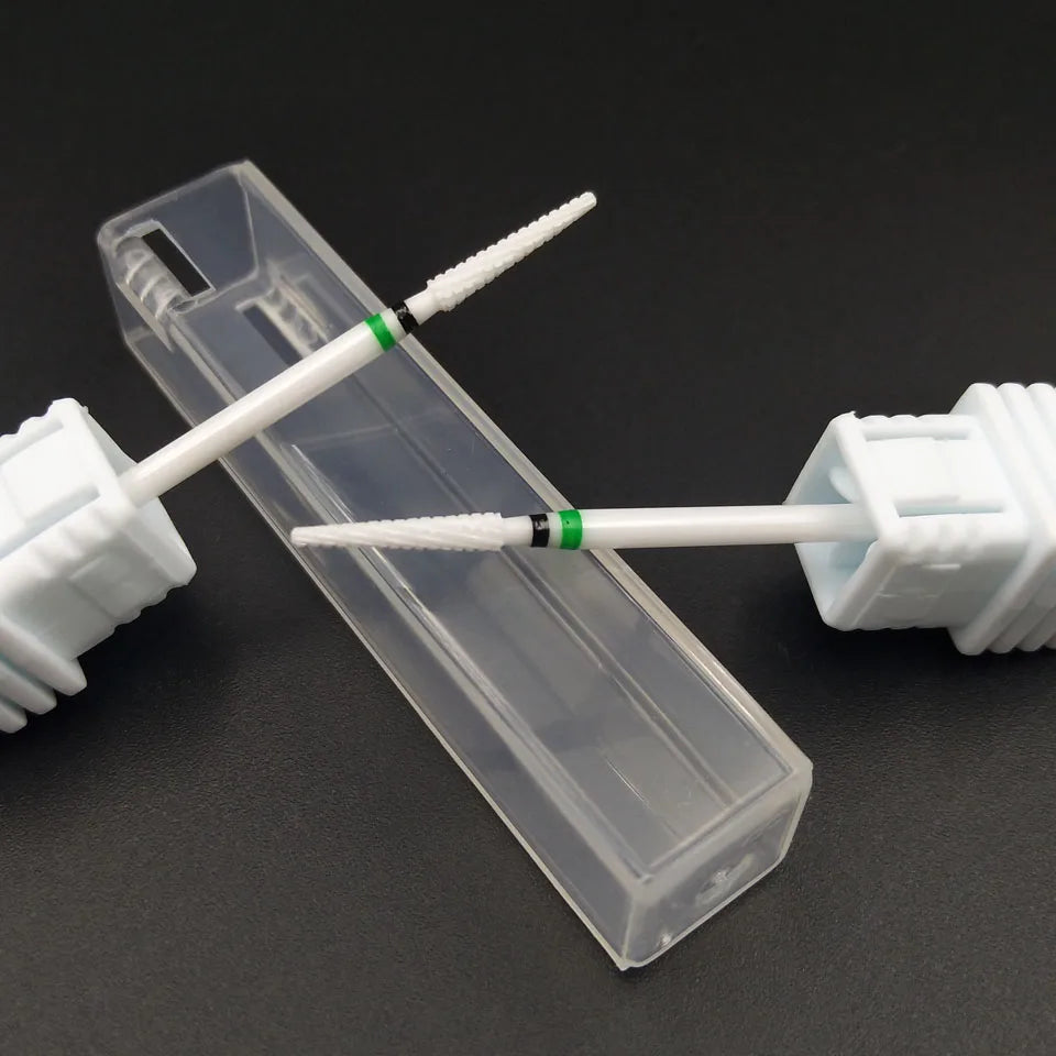 HYTOOS Ceramic Nail Drill Bit 3/32" Rotary Cuticle Clean Burr Bits For Manicure Electric Drill Accessory Nail Beauty Tools-L358T