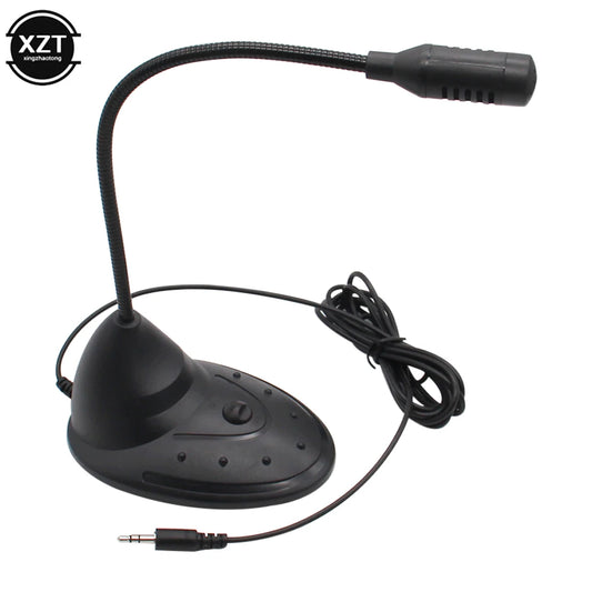 Flexible Stand Mini Studio Speech Microphone 3.5mm Plug Gooseneck Mic Wired for Computer PC Desktop Notebook School Speech