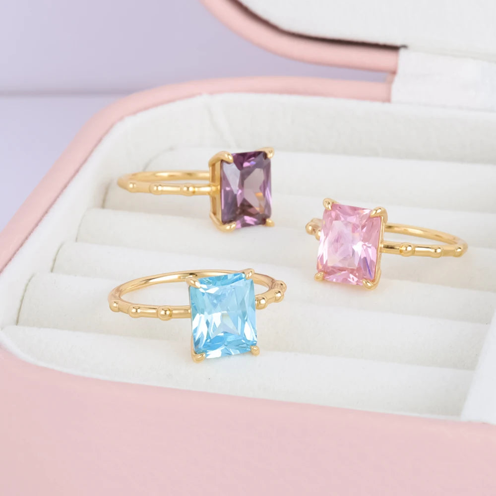 Bijoux En Argent Jewelry Crystal Gemstone 925 Sterling Silver Custom Birthstone Ring Amethyst Tiny Ring Band Summer Ring