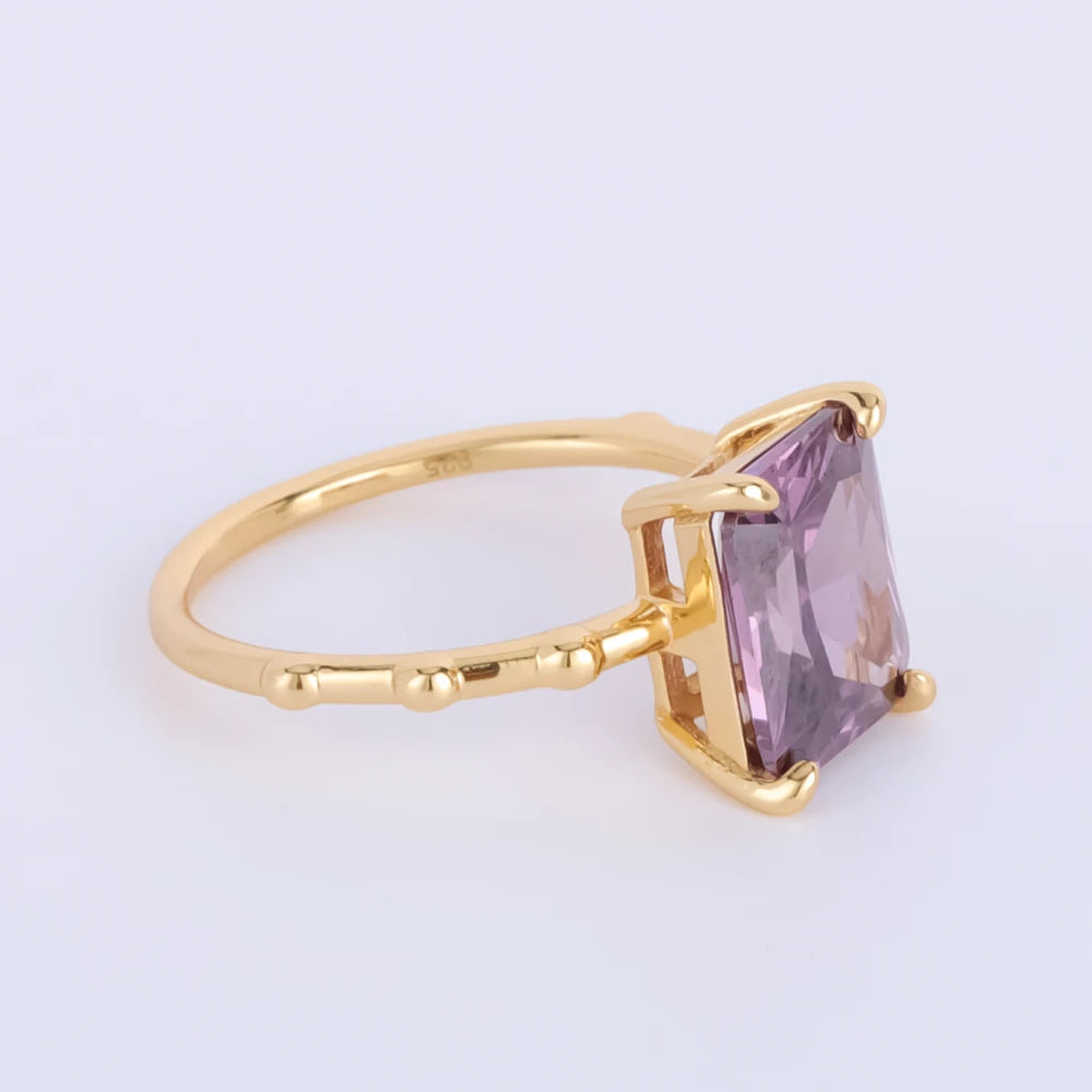 Bijoux En Argent Jewelry Crystal Gemstone 925 Sterling Silver Custom Birthstone Ring Amethyst Tiny Ring Band Summer Ring