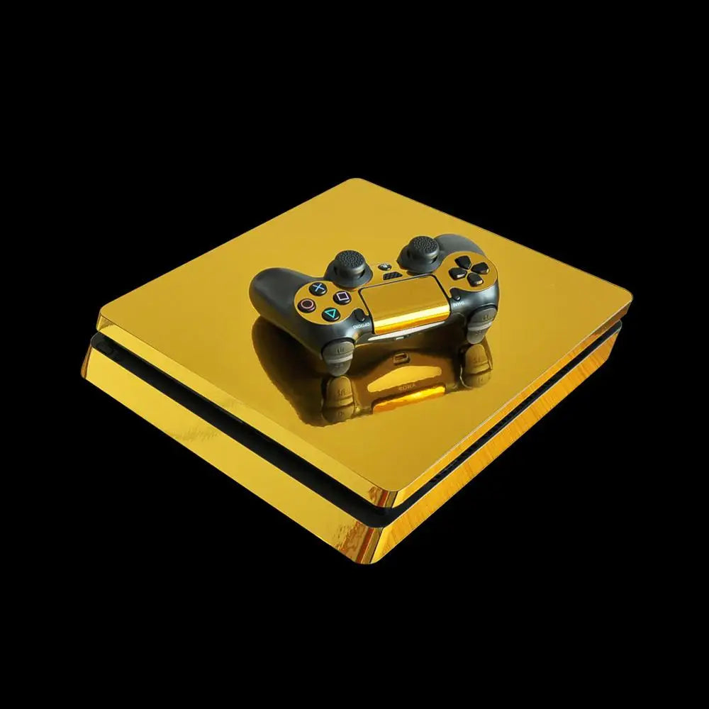 Metal Brushed Gold PS4 Slim Skin Sticker Decals For PS4 Slim Console and Controller Skin