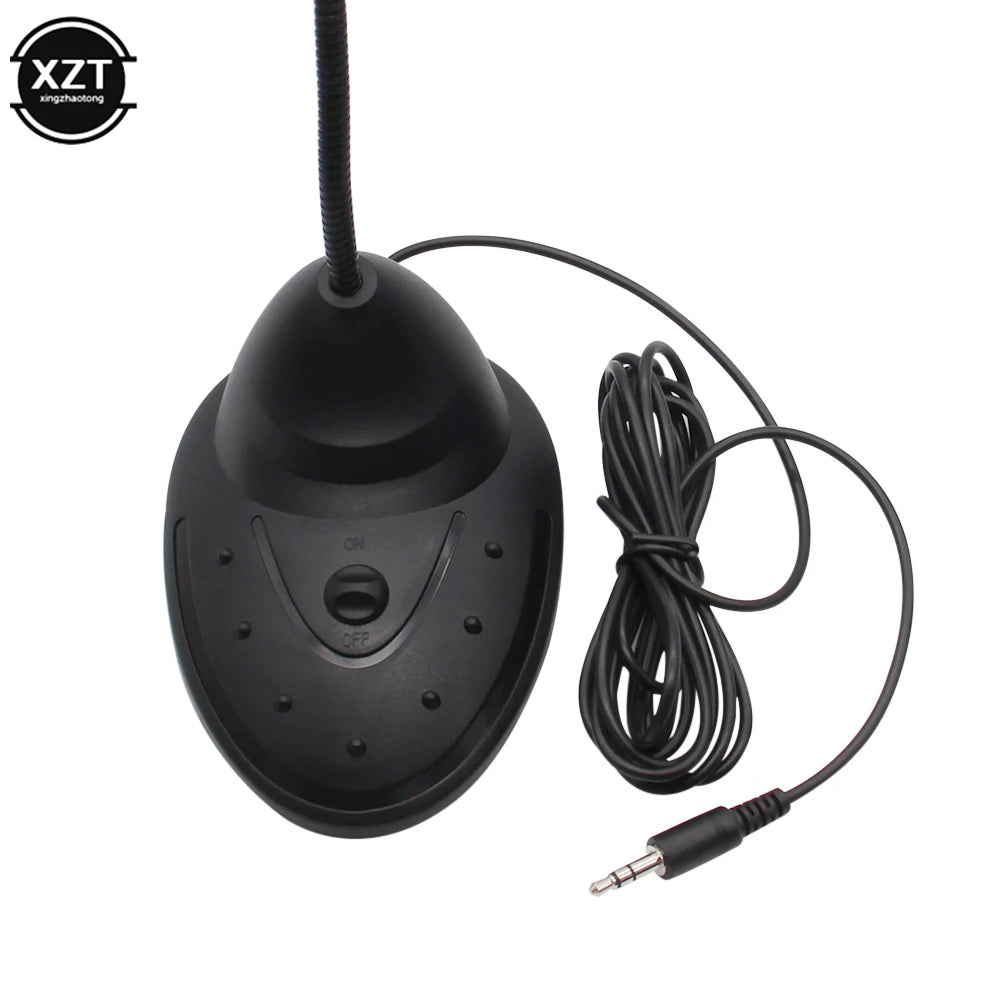 Flexible Stand Mini Studio Speech Microphone 3.5mm Plug Gooseneck Mic Wired for Computer PC Desktop Notebook School Speech