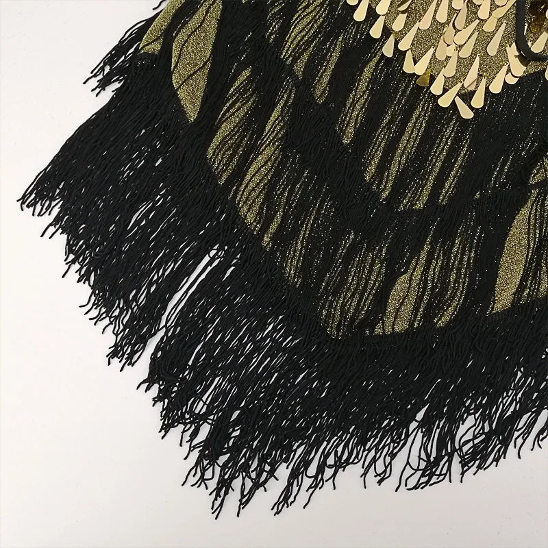 Shining V Neck Stage Costumes Latin Dance Dress Women 1920s Gatsby Fringe Flapper Backless Dress Summer Mesh Sequin Dress