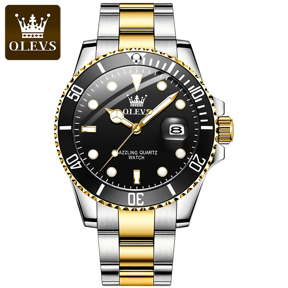 OLEVS 5885 Oem Hot Sale Product Watch Men Stainless Steel Band Watch Fashion Calendar Quartz Strap Mens Wrist Watch