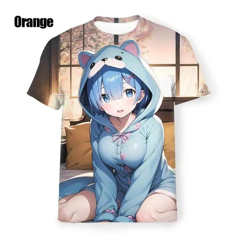 New Anime Re:zero  3D Printed T-Shirt Men Women Cosplay  Short Sleeve Cute Fashion Kawaii  T-Shirt Harajuku Clothes
