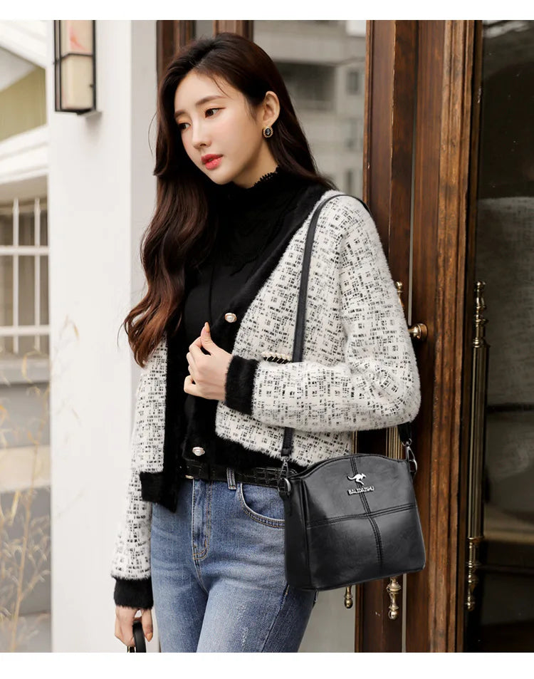 Women Embroidery Tote Bag High Quality Leather Ladies Handbag