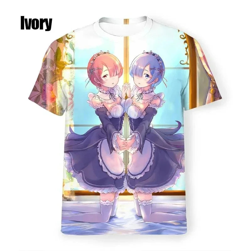 New Anime Re:zero  3D Printed T-Shirt Men Women Cosplay  Short Sleeve Cute Fashion Kawaii  T-Shirt Harajuku Clothes