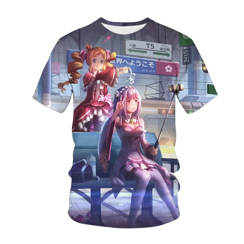 New Anime Re:zero  3D Printed T-Shirt Men Women Cosplay  Short Sleeve Cute Fashion Kawaii  T-Shirt Harajuku Clothes