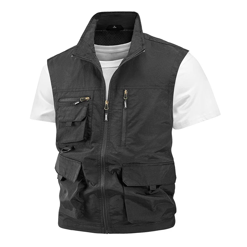 Jacket Hunting Camping Men's Work Vest Tactical Windbreaker Men Large Size Golf Sleeveless Fishing Waterproof Coat Summer Vest