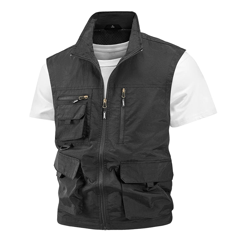 Jacket Hunting Camping Men's Work Vest Tactical Windbreaker Men Large Size Golf Sleeveless Fishing Waterproof Coat Summer Vest