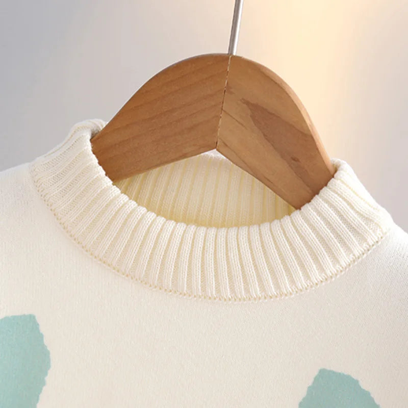 Girls' Sweater Thickened Autumn/Winter New Fashionable Versatile Children's Knitted Sweater Girls' Top Sweet and Cute