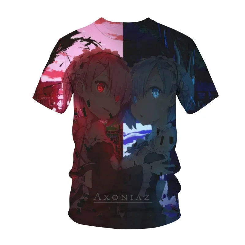 New Anime Re:zero  3D Printed T-Shirt Men Women Cosplay  Short Sleeve Cute Fashion Kawaii  T-Shirt Harajuku Clothes