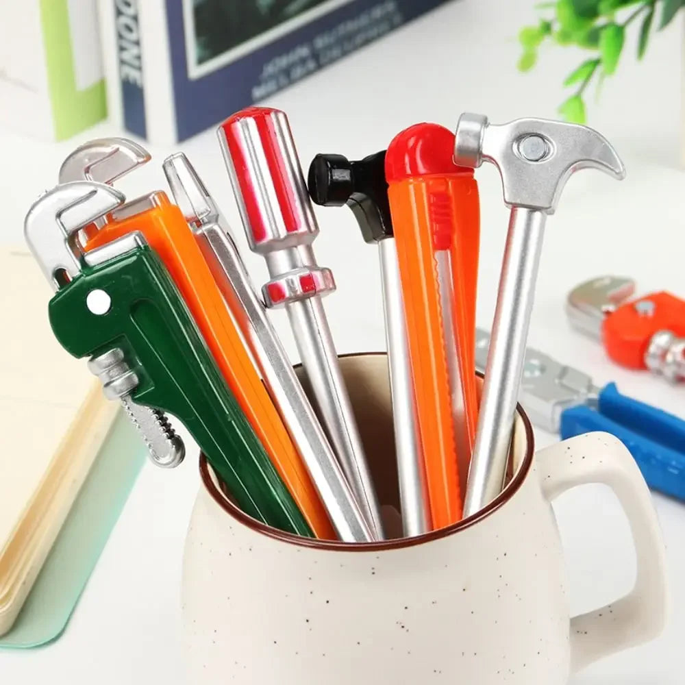 Novelty Simulation Ballpoint Pen Hardware Tools Wrenches Hammers Pliers Screwdrivers 0.5mm Black Pen Student Stationery Supply