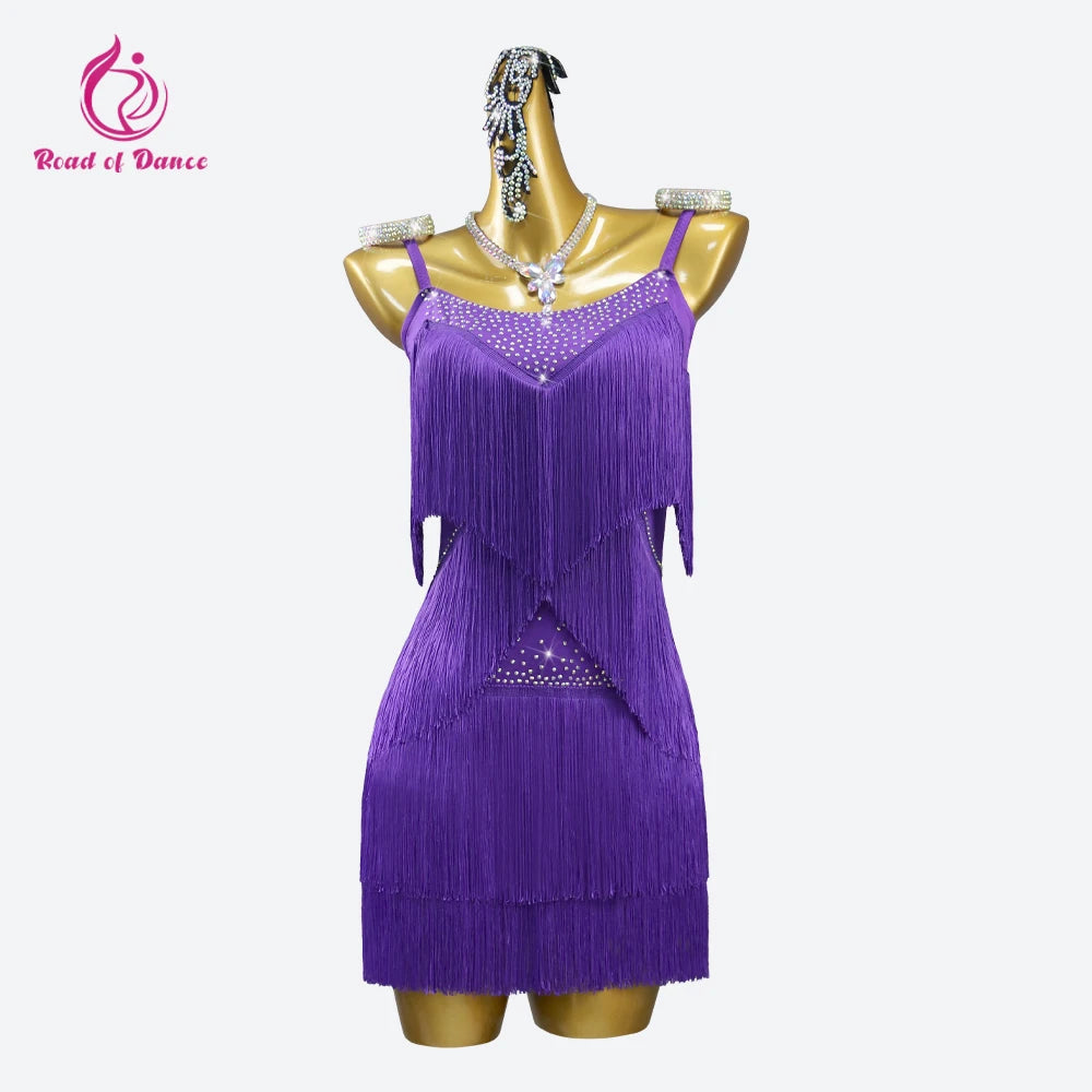 2025 Dress For Dance Parties Dancewear Women's Latin Dance Suit Sexy Clothing Kids Fringed Skirt Practice Ballroom Costume Stage