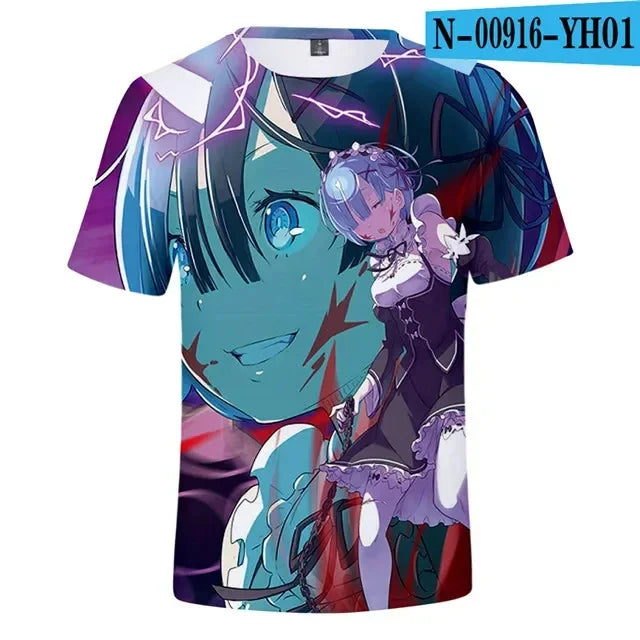 New Anime Re:zero  3D Printed T-Shirt Men Women Cosplay  Short Sleeve Cute Fashion Kawaii  T-Shirt Harajuku Clothes