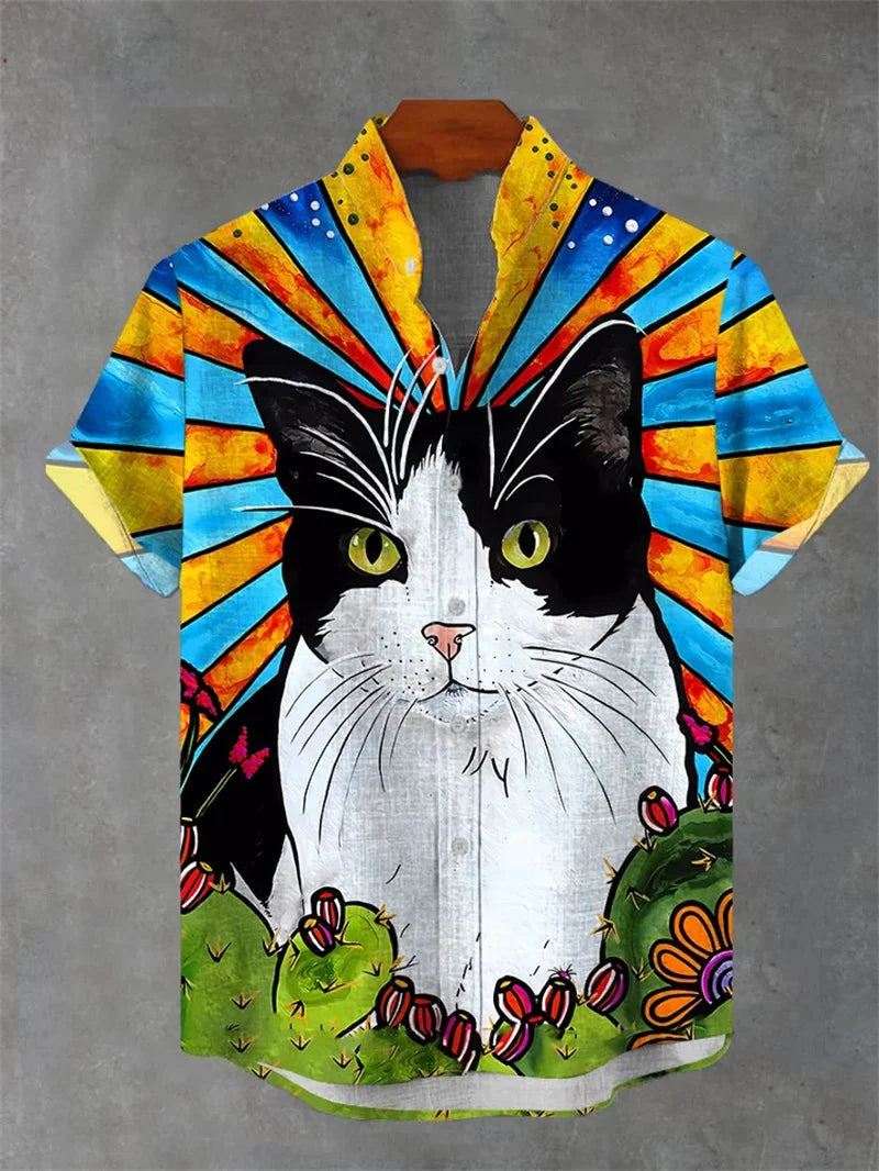 2025 Fashion Carnival 3D Printing Men's Shirt Men's Short Sleeve Shirt Casual Shirt Holiday Top Camisas De Vestir Para Hombre