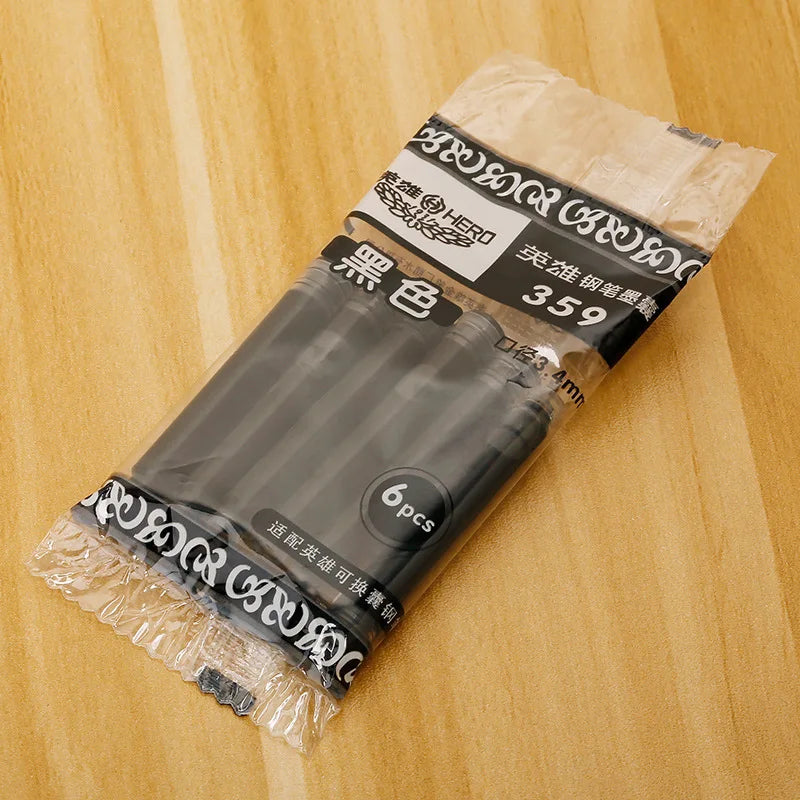 Hero 359/369/028 Ink Fountain Pen Ink 3.4MM Cartridge Disposable Blue Black Replaceable Ink 6 Pack Wholesale Ink Refill Kit