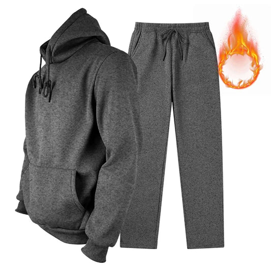 Men's sports set 2-piece wool hooded casual sports set jogging set