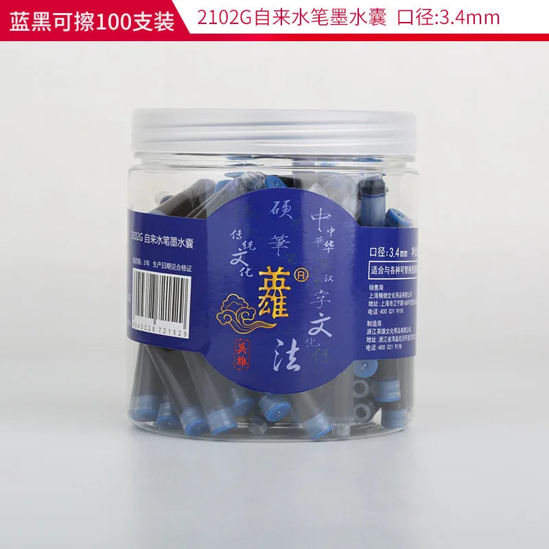 Hero 359/369/028 Ink Fountain Pen Ink 3.4MM Cartridge Disposable Blue Black Replaceable Ink 6 Pack Wholesale Ink Refill Kit