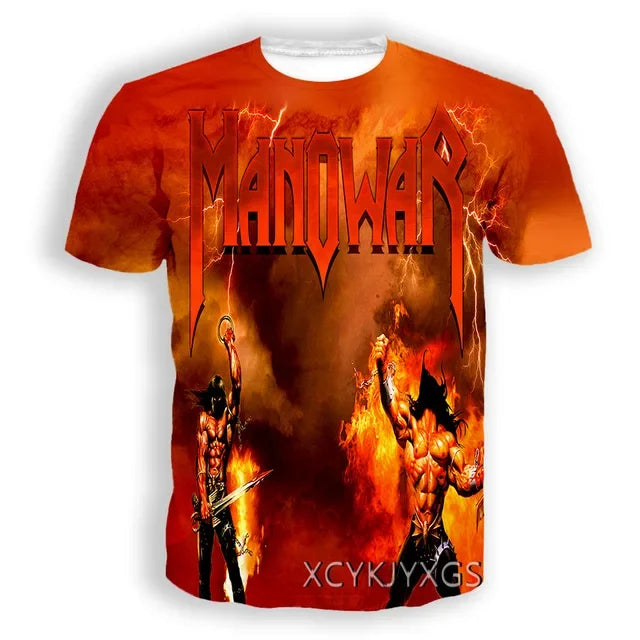New Hot Manowar Punk Style Rock 3D Print T-shirts Summer Men Women Unisex Casual Hip Hop Short Sleeve Tee Top Oversized Clothing