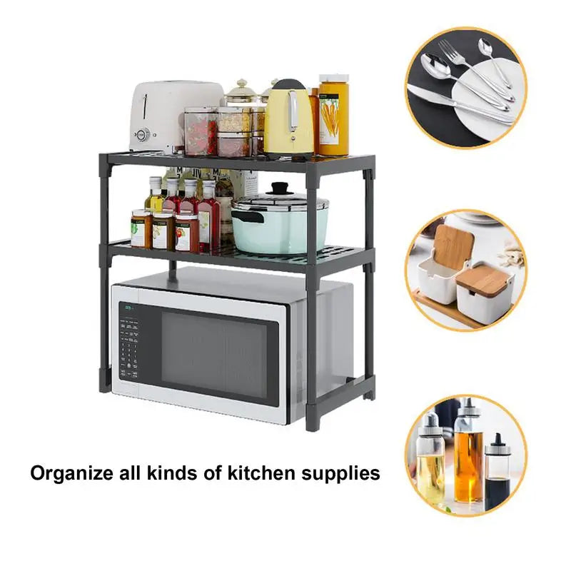 Kitchen Shelf, Microwave Rack, Oven, Air Fryer, Rice Cooker, Coffee Machine, Countertop, Layered Storage Rack Organizer Shelf