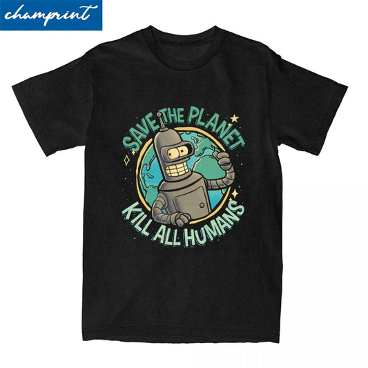 Fashion Futuramas Save Thr Planet T Shirt Unisex Round Neck Short Sleeve Top Tee 100%Cotton Summer Tops