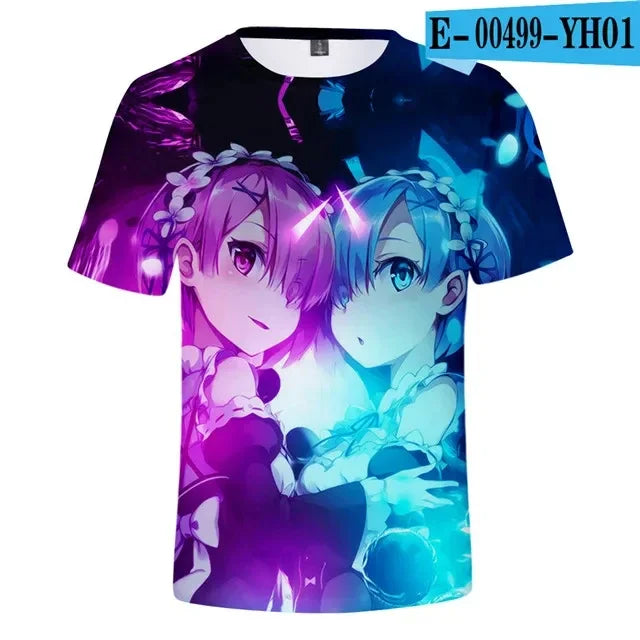 New Anime Re:zero  3D Printed T-Shirt Men Women Cosplay  Short Sleeve Cute Fashion Kawaii  T-Shirt Harajuku Clothes