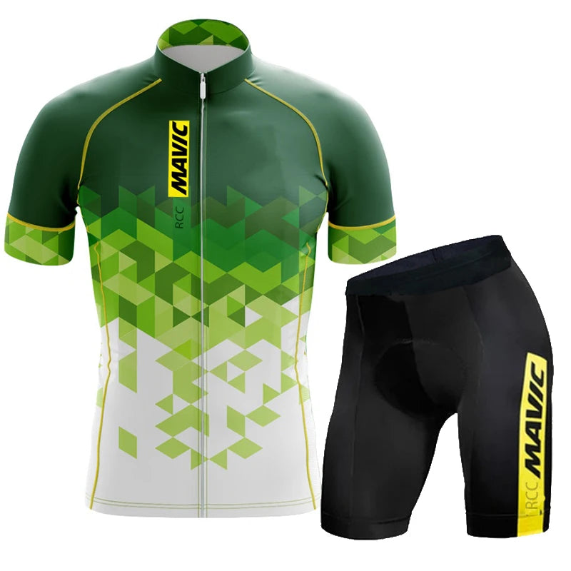 RCC MAVIC Pro Bicycle Team Short Sleeve Maillot Ciclismo Men's Cycling Jersey Sets Summer Breathable Cycling Clothing Suit