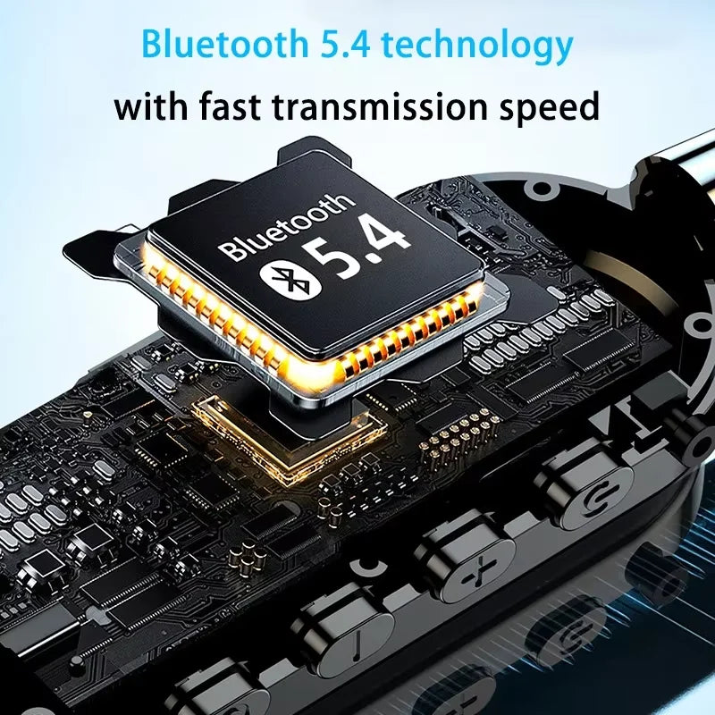 Bluetooth 5.4 Neck-Hanging Earphone LED Display HiFi Sound Earbuds Wireless Headphones Sports Gamer Neckband Headsets