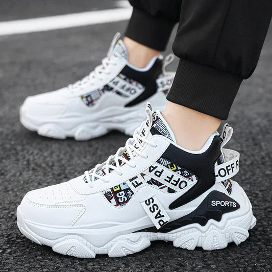 2024 Men's comfortable sneakers Breathable Running  Mesh tennis sneakers Walking platform gear step shoes Dynamic color contrast
