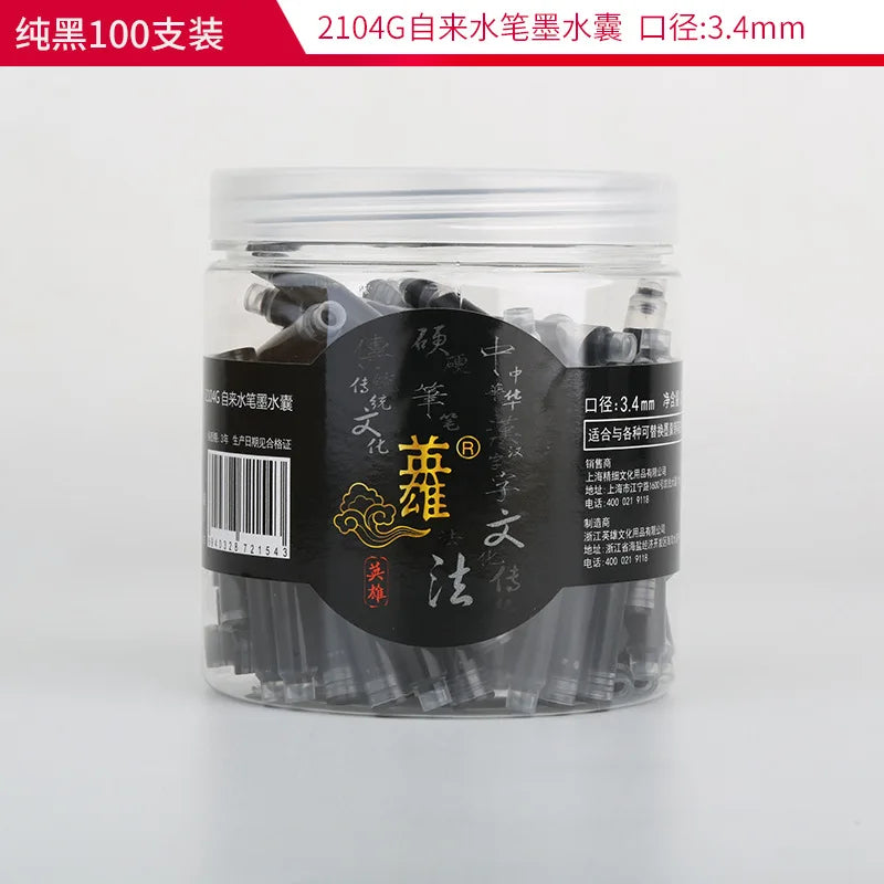 Hero 359/369/028 Ink Fountain Pen Ink 3.4MM Cartridge Disposable Blue Black Replaceable Ink 6 Pack Wholesale Ink Refill Kit