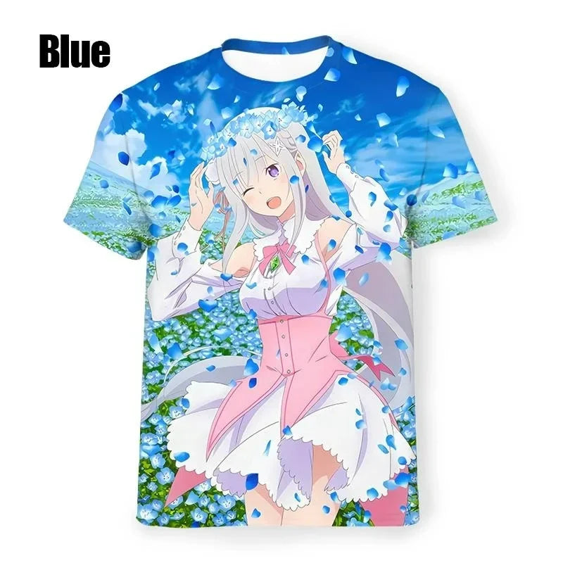 New Anime Re:zero  3D Printed T-Shirt Men Women Cosplay  Short Sleeve Cute Fashion Kawaii  T-Shirt Harajuku Clothes
