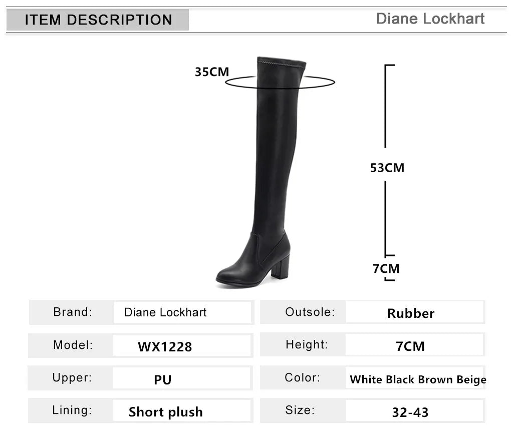 2025 Sexy Thigh High Boots Platform WinterWomen Shoes Stretch Over the Knee Boots High Heels Brown White Black Long Boots 32-43