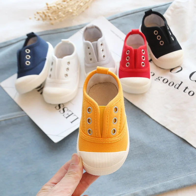 New Children's Low Cut Canvas Shoes Breathable Boys' Cloth Shoes Fashion Girls' Casual Shoes Colored Biscuit Shoes
