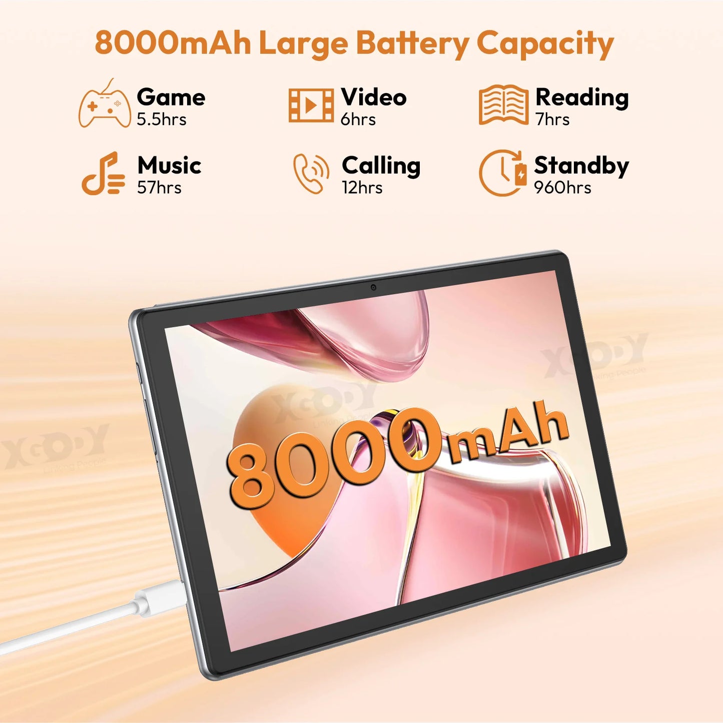XGODY Globale Version P60 Pro Android 15 Tablet PC 10 Zoll ultra-klares 90Hz Display 24GB(8+16) 256GB 8000mAh Akku Tablet