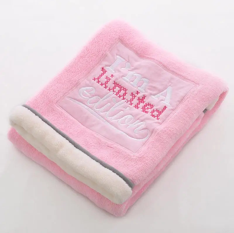Baby Blankets Newborn Lovely Embroidery Flannel Baby Blanket Baby Boys Girls Swaddle Wrap Infant Stroller Cover Kids Blankets