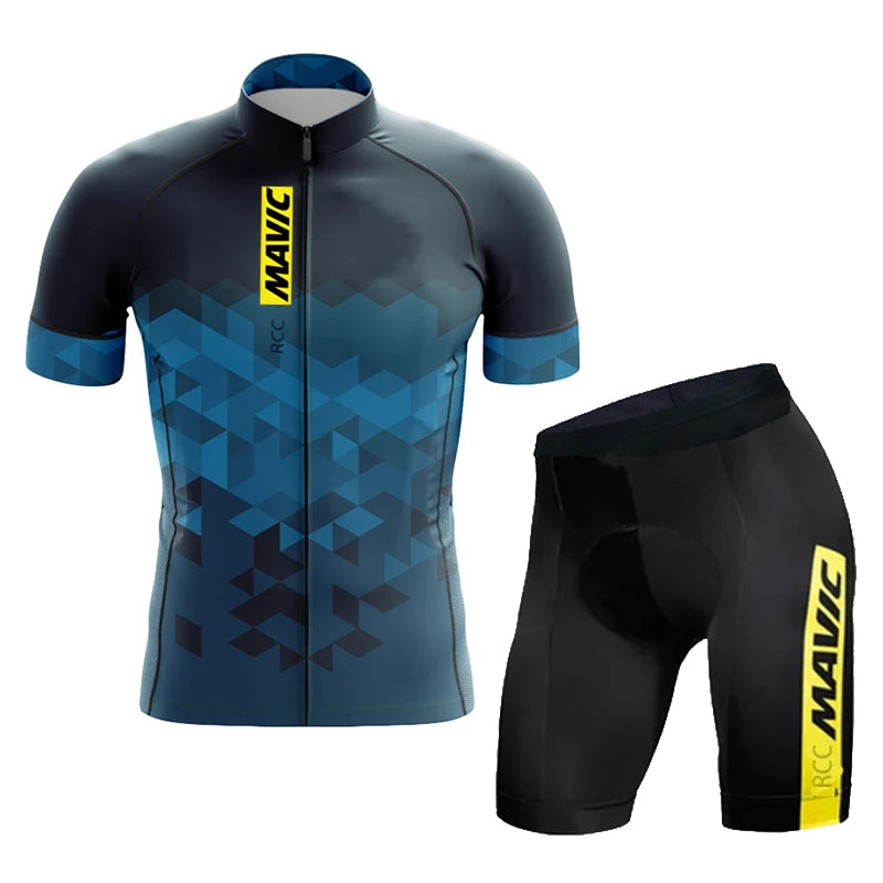 RCC MAVIC Pro Bicycle Team Short Sleeve Maillot Ciclismo Men's Cycling Jersey Sets Summer Breathable Cycling Clothing Suit