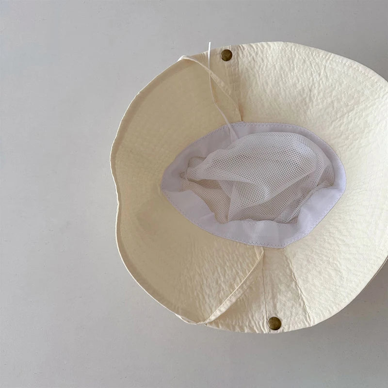 Summer Quick Dry Kids Bucket Hat Solid Color Boys Girls Fisherman Hats For Children Drawstring Outdoor Beach Panama Sun Cap