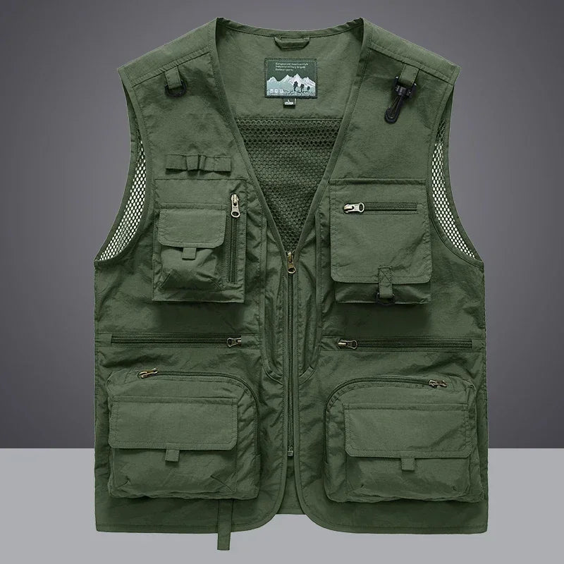 Summer Men Unloading Tactical Vest Coat Casual Men's Photographer Waistcoat Mesh Work Sleeveless Jacket Tools Pocket Vest 6XL