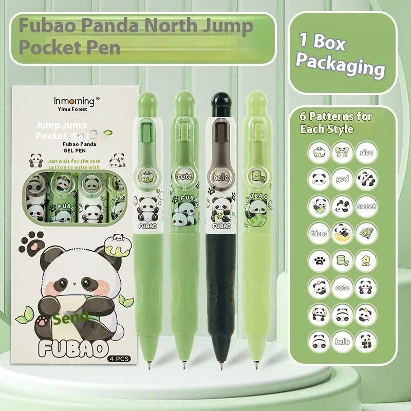 4PCS/Box Gel Pen Cartoon Pocket Pen Funny Capybara Writing Tool Ballpoint Pen Quick Drying Black Ink School Office Supplies