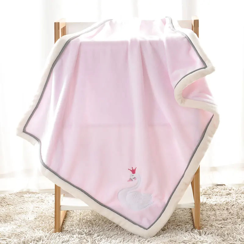 Baby Blankets Newborn Lovely Embroidery Flannel Baby Blanket Baby Boys Girls Swaddle Wrap Infant Stroller Cover Kids Blankets