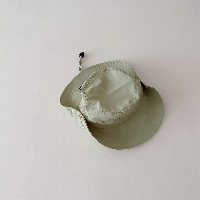 Summer Quick Dry Kids Bucket Hat Solid Color Boys Girls Fisherman Hats For Children Drawstring Outdoor Beach Panama Sun Cap