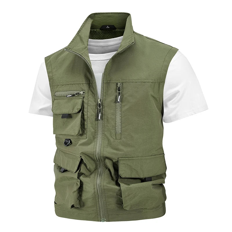 Jacket Hunting Camping Men's Work Vest Tactical Windbreaker Men Large Size Golf Sleeveless Fishing Waterproof Coat Summer Vest