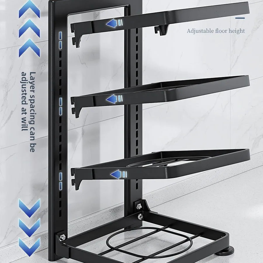 The Kitchen Is Equipped with Stainless Steel Shelves, Storage Racks, Sinks, and Multi-layered Household CabinetsKitchenOrganizer