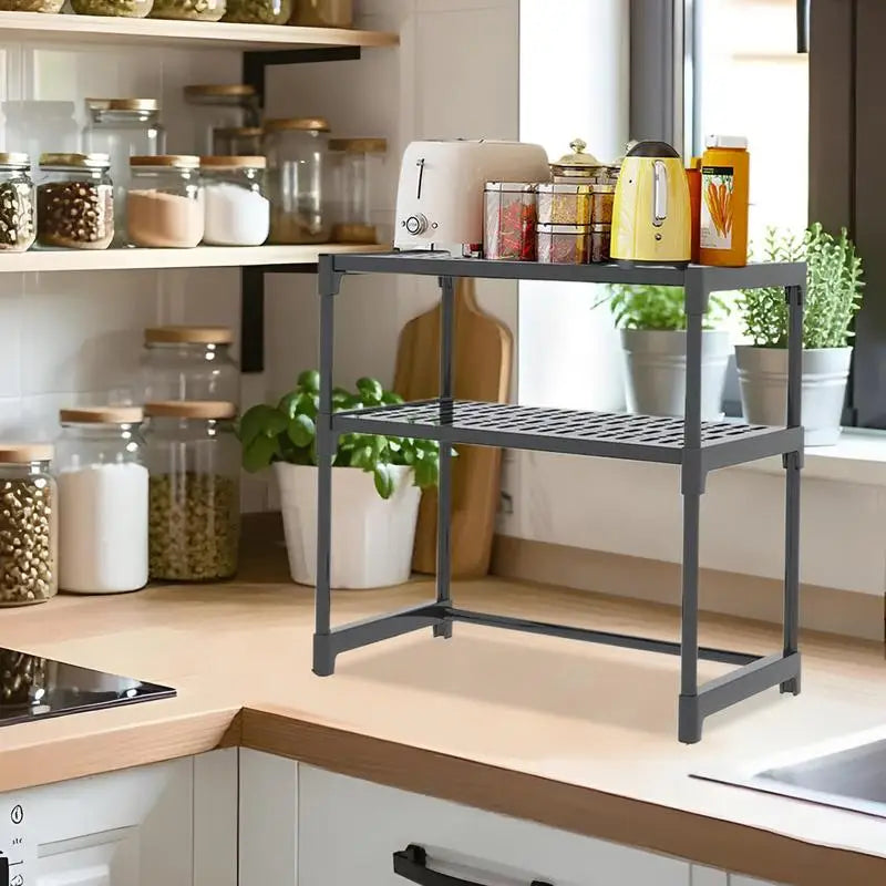 Kitchen Shelf, Microwave Rack, Oven, Air Fryer, Rice Cooker, Coffee Machine, Countertop, Layered Storage Rack Organizer Shelf