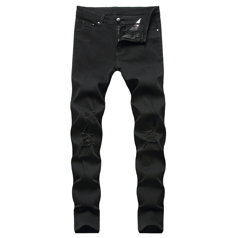 Jeans For Men Fashion Ripped Biker Skinny Jeans Men's clothing Denim