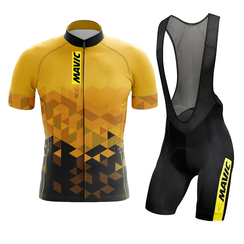 RCC MAVIC Pro Bicycle Team Short Sleeve Maillot Ciclismo Men's Cycling Jersey Sets Summer Breathable Cycling Clothing Suit