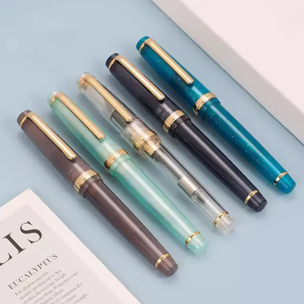 Jinhao 82 Gold Clip Series Luxury Resin Metal EF/F/M/Curved Nib Fountain Pen Rotation Opening Ink Pens School Office Supplies