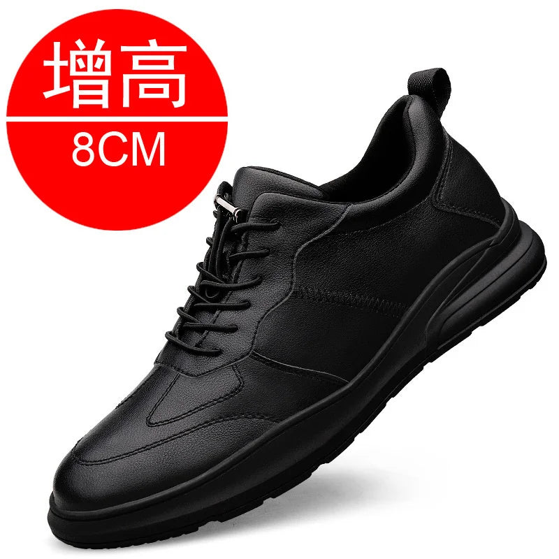 Sneakers Men Elevator Shoes Fashion Soft Leather Heightening Shoes For Men Hidden Heels 10CM 8CM 6CM Sports Casual Height Shoes