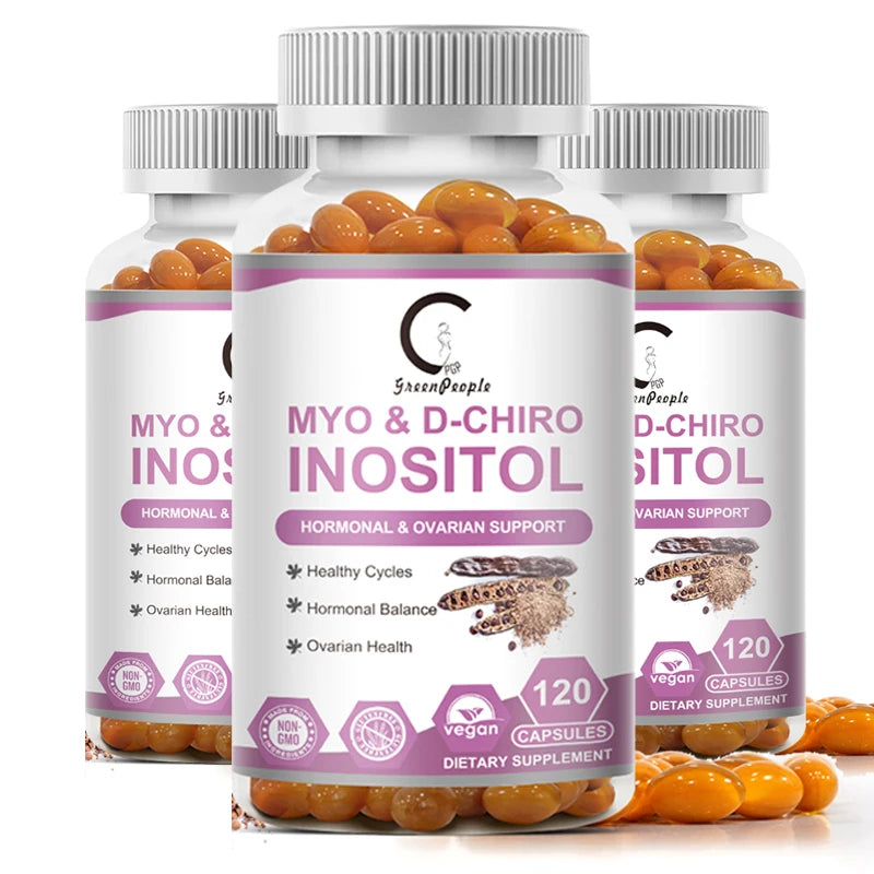 120p Myo-Inositol&D-Chiro Inositol Capsule with Folate Supports Ovarian Function,Hormone Balance,Fertility Supplements for Women